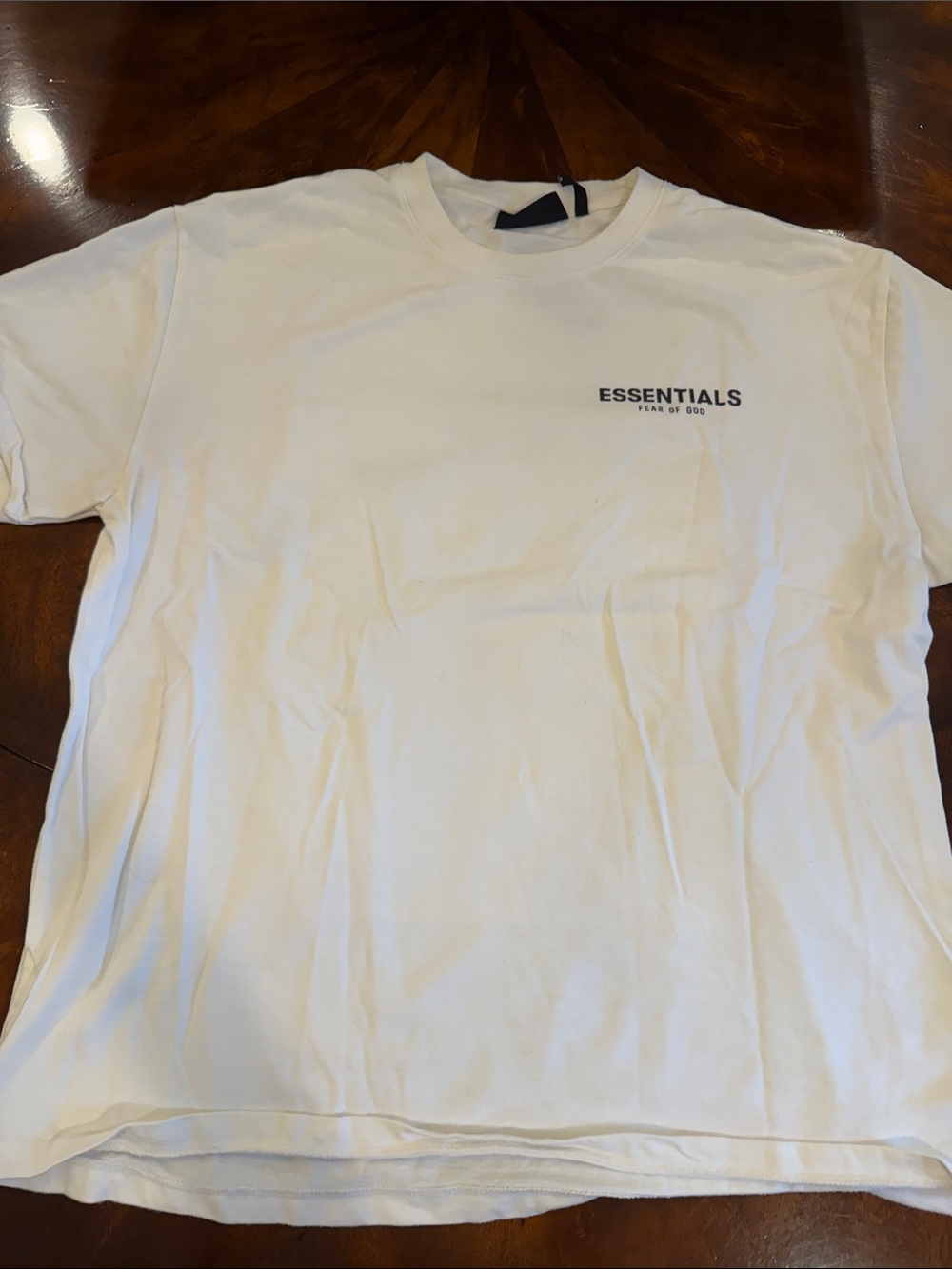 Essentials White Short Sleeve Crew with Small Chest Logo and large back design